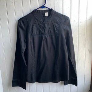 J. Crew Black Cotton Tunic Top - Size M Lace trim!